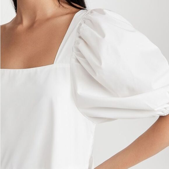 New Anthropologie en saison Baby Doll White Poplin Square Neck Mini Dress Sz XS - Picture 3 of 8